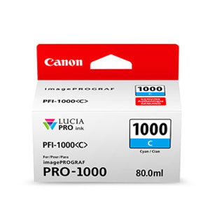 CANON Tinten <b>Cyan</b> PFI-1000C, 80 ml, fr iPF Pro 1000