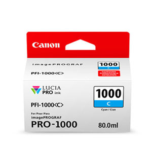 CANON Tinten <b>Cyan</b> PFI-1000C, 80 ml, fr iPF Pro 1000