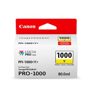 CANON Tinten <b>Gelb</b> PFI-1000Y, 80 ml, fr iPF Pro 1000