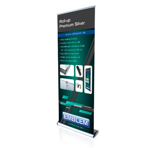 EMBLEM EASY Roll Up Premium SILVER<br />Display Maße: 96 cm x 200 cm