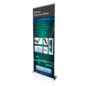 EMBLEM EASY Roll Up Premium SILVER <br />Display Maß: 83 cm x 200 cm