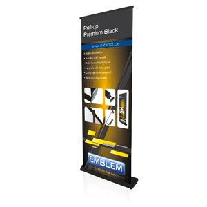 EMBLEM EASY Roll Up Premium BLACK <br />Display Maß: 83 cm x 200 cm
