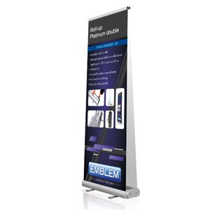 EMBLEM EASY Roll Up Platinum DOUBLE<br />Display Maße: 80 cm x 80-230 cm