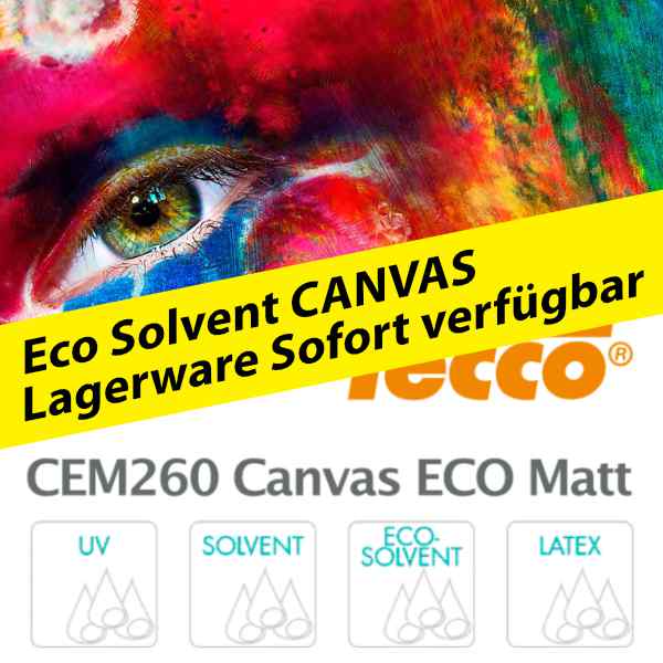 TECCO LFP CEM260 ECO Solvent Canvas, matt | 260 g/qm<br />fr ECO-Solvent-, Solvent-, LATEX-, und UV-Tinten