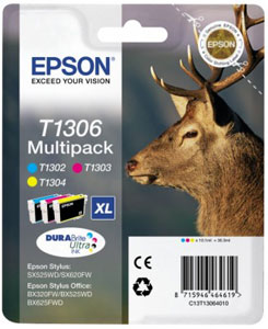 EPSON Hirsch Tinten Multipack XL 3-farbig, C/M/Y,  DURABrite Ultra | T1306