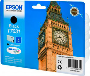 EPSON T7031 Tintenpatrone BLACK (L) für WP4000/4500 Series | 24,0 ml