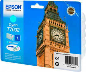 EPSON T7032 Tintenpatrone CYAN (L) für WP4000/4500 Series | 9,6 ml