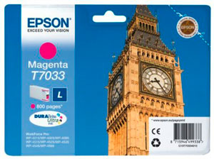 EPSON T7033 Tintenpatrone MAGENTA (L) für WP4000/4500 Series | 9,6 ml