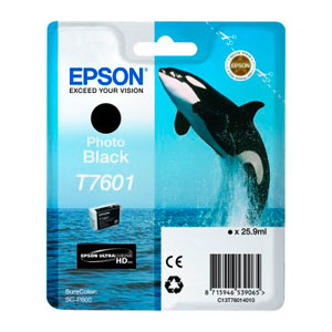 EPSON Tinte T7601 Photo Black,  Schwertwal | 25,9ml<br />für SureColor SC-P600