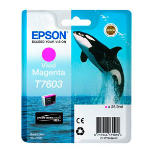 EPSON Tinte T7603 MAGENTA, Schwertwal | 25,9ml<br />für SureColor SC-P600