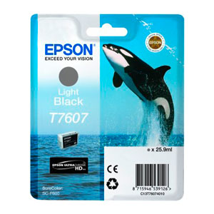 EPSON Tinte T7607 Light Black, Schwertwal | 25,9ml<br />fr SureColor SC-P600