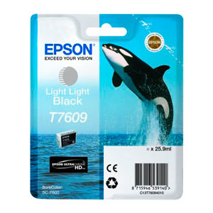 EPSON Tinte T7609 Light Light Black, Schwertwal | 25,9ml<br />fr SureColor SC-P600