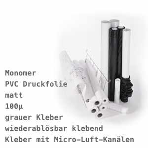 EMBLEM Monomeric Vinyl Matt 100 G R Easy Bond, mit grauem, wiederablsbarem Kleber mit Micro-Luftkanlen | 100