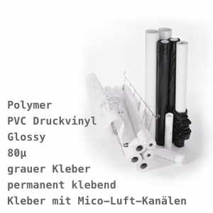 EMBLEM Polymer Vinyl Glossy 80 G P Easy Bond weiß, mit grauem, permanenten Kleber mit Micro-Luftkanälen | 80µ
