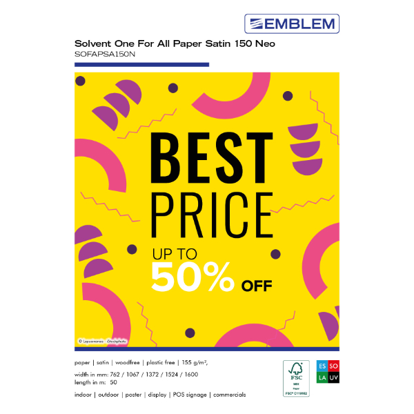 EMBLEM Solvent One For All Paper Satin 150 Neo | 155 g/qm